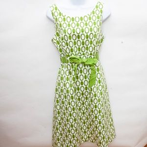 Jessica Howard White Green Graphics Dress Bow 10